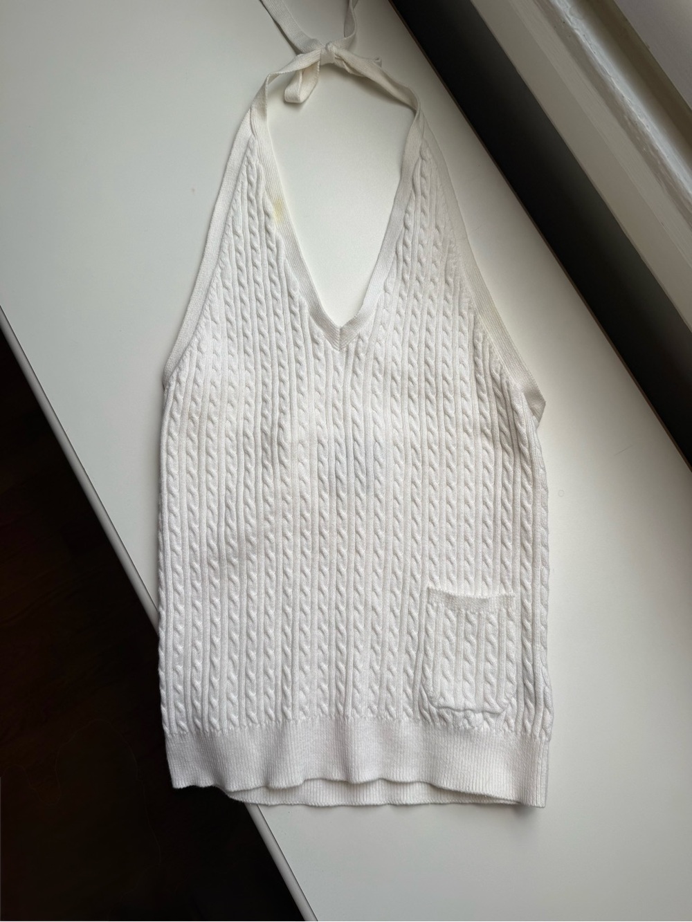 Ralph Lauren VINTAGE White Ribbed Cable Knit Top